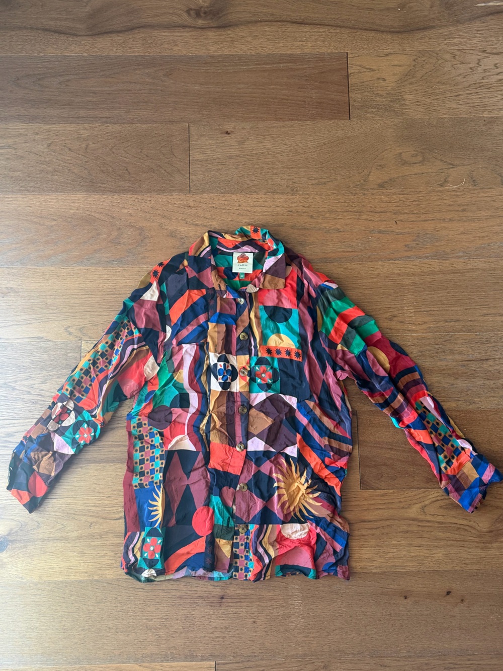 Farm Rio Tropical Shapes Long Sleeve Blouse